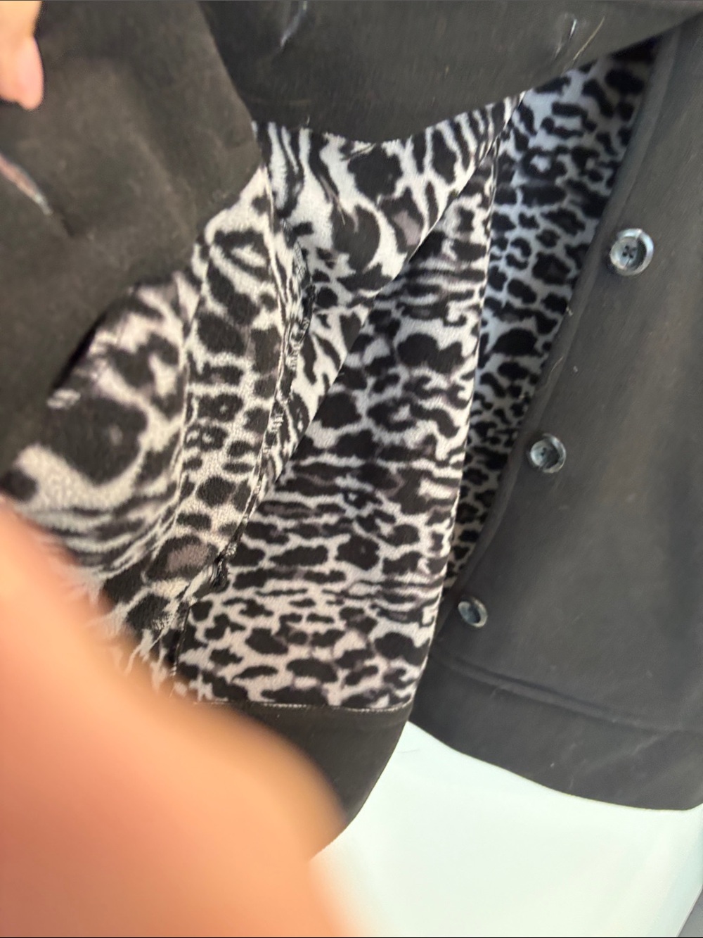 Women's Black Button-Up Pea Coat - Picture 5 of 9